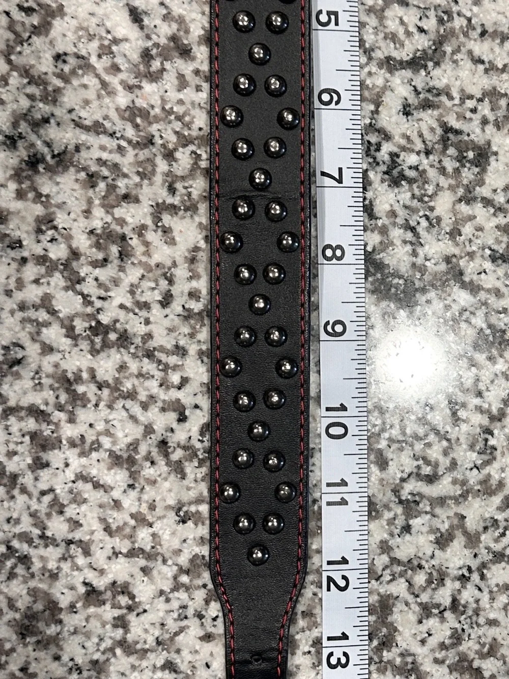 Black Studded DOG Collar Red Stitching